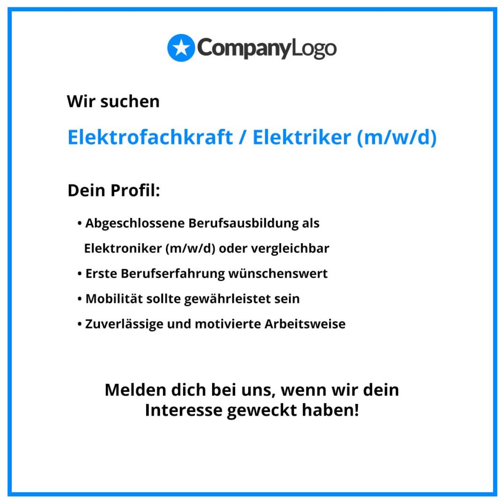 Negativ Beispiel einer Stellenanzeige für Social Media mit viel Text und ohne Bilder und personen