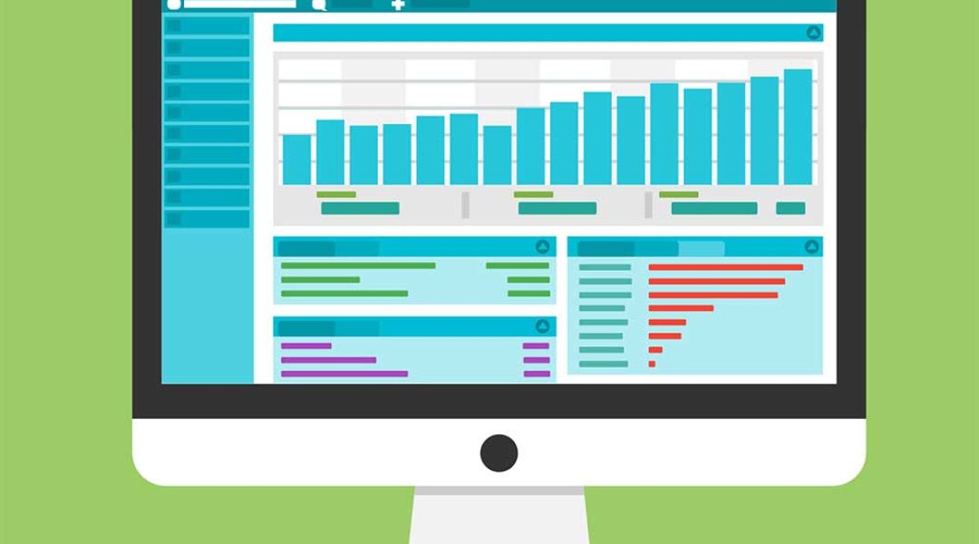 Grafik eines Mac Displays auf dem ein Dashboard visualisiert ist